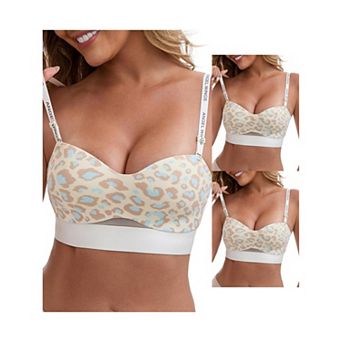 3 Packs Women's Strapless Non Slip Wirefree Bandeau Sweetheart Neck Push-Up Padded Tube Bras