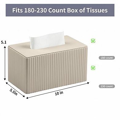 Extra Large PU Leather Tissue Box Cover Magnetic Closure Ribbed Texture Durable Decorative