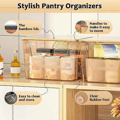 2 Set Pantry Organizers Trash Bag Holder Under Sink Stackable Clear Storage Bins