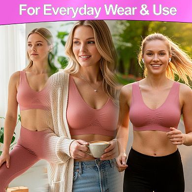 Wireless Sports Bra - Breathable Mesh, Seamless Removable Pads for Everyday Wear
