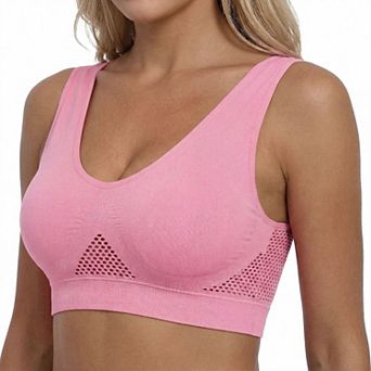 Wireless Sports Bra - Breathable Mesh, Seamless Removable Pads for Everyday Wear