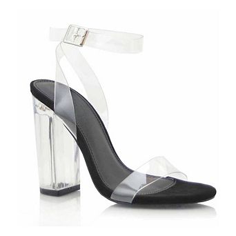 NORTH Clear Strap Block Heel Ankle Strap Sandals