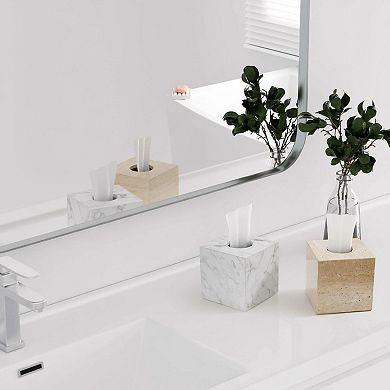 Travertine Marble Tissue Box Holder Square Cube Open Bottom For Bathroom Bedroom Kitchen