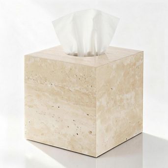 Travertine Marble Tissue Box Holder Square Cube Open Bottom For Bathroom Bedroom Kitchen