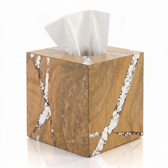 Travertine Marble Tissue Box Holder Square Cube Open Bottom For Bathroom Bedroom Kitchen