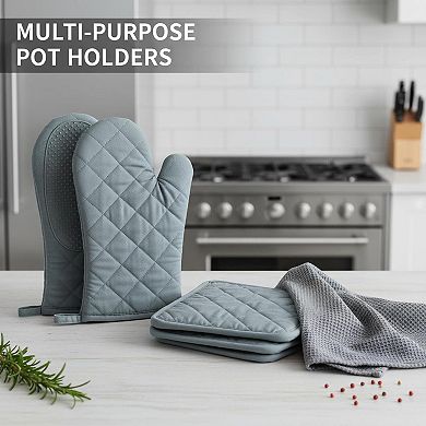 12pcs Oven Mitts Pot Holders Kitchen Towels Set Heat Resistant Non-Slip Cooking Baking Grilling