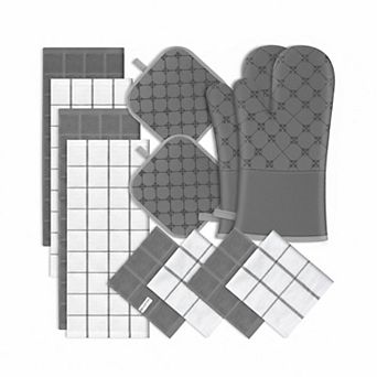 12 pc Oven Mitts Pot Holders Kitchen Towels Set Heat Resistant Non-Slip Cooking Baking Grilling