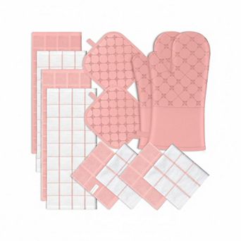 12 pc Oven Mitts Pot Holders Kitchen Towels Set Heat Resistant Non-Slip Cooking Baking Grilling