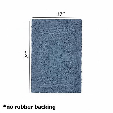Luxurious 2-Piece Reversible Bath Mat Set Heavyweight Plush Absorbent Tufted Cotton Racetrack Design