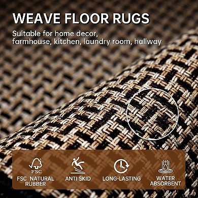 Kitchen Rugs Set of 2 Non Skid Washable Absorbent Runner for Front Sink Floor