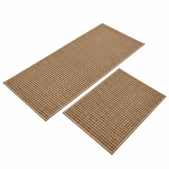 Kitchen Rugs Set of 2 Non Skid Washable Absorbent Runner for Front Sink Floor