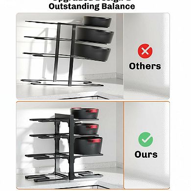 8-Tier Pot Pan Organizer Under Cabinet Heavy Duty Adjustable Rack for Kitchen Storage