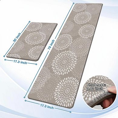 Kitchen Mats Floor Cushioned Anti Fatigue Waterproof Non Slip Rugs Set Washable PVC