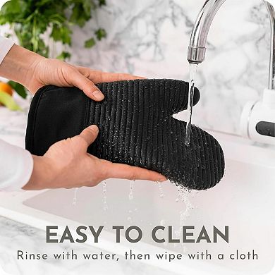 Silicone Oven Mitts Pot Holders Heat Resistant 480°F Food Grade Non Slip Kitchen Set
