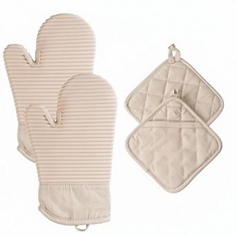 Silicone Oven Mitts Pot Holders Heat Resistant 480°F Food Grade Non Slip Kitchen Set