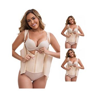 3 Packs Women's Slimming Waist Corset Top Zipper Adjustable Straps Push-Up Tummy Control Tank