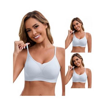 3 Packs Women's V-Neck Wireless Bras Lift Up Adjustable Spaghetti Straps Soft Seamless Bralette