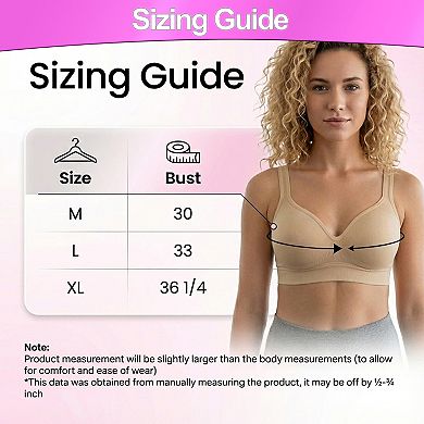 Wireless Seamless Bra Wire-Free Padded Natural Lift Support, Breathable, for Daily Wear