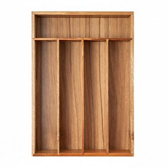 Acacia Wood Silverware Organizer 5 Slots Kitchen Drawer Utensil Holder Cutlery Tray