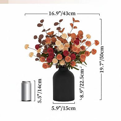 White Kiku Artificial Flowers in Metal Vase Home Table Decor Centerpiece