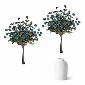White Kiku Artificial Flowers in Metal Vase Home Table Decor Centerpiece