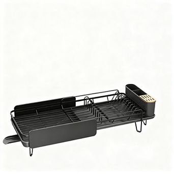 Dish Drying Rack Expandable Large Stainless Steel Rustproof with Cutlery Holder Fast Drainage