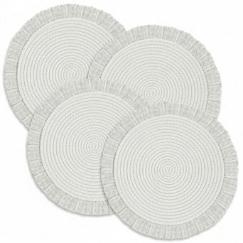 13 Inch Round Cotton Placemat Set Woven Washable Heat Resistant Boho Farmhouse Decoration