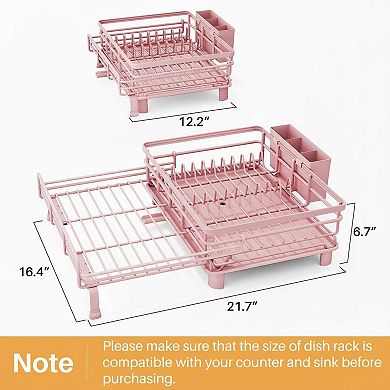 Extendable Large Sink Dish Drying Rack Stainless Steel With Utensil Holder