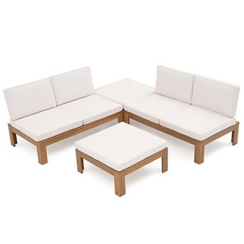 SUNSITT 4 pc Acacia Wood Patio Furniture Outdoor Sectional Sofa Set with Adjustable Armrest