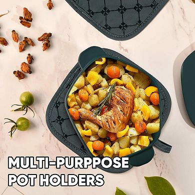 12pc Kitchen Essentials Set: Oven Mitts Pot Holders Towels Dishcloths Heat Resistant Non-slip
