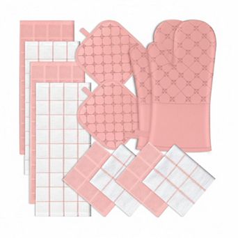 12 pc Kitchen Essentials Set: Oven Mitts Pot Holders Towels Dishcloths Heat Resistant Non-slip