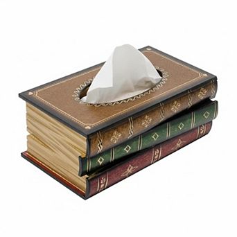 Retro Wooden Stacked Books Tissue Box Cover Rectangular Holder Dispenser Home Decor