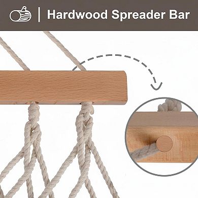 Double Rope Hammock Hardwood Spreader Bar 450LBS Capacity Carrying Bag