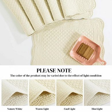 Quilted Cotton Placemats Set of 6 Washable 13x18 Rectangular Double Layer Non Slip Heat Insulating