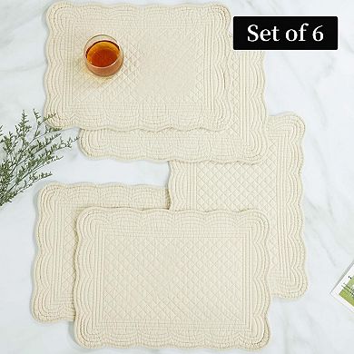 Quilted Cotton Placemats Set of 6 Washable 13x18 Rectangular Double Layer Non Slip Heat Insulating