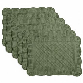 Quilted Cotton Placemats Set of 6 Washable 13x18 Rectangular Double Layer Non Slip Heat Insulating