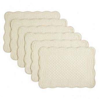 Quilted Cotton Placemats Set of 6 Washable 13x18 Rectangular Double Layer Non Slip Heat Insulating