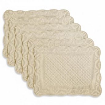 Quilted Cotton Placemats Set of 6 Washable 13x18 Rectangular Double Layer Non Slip Heat Insulating