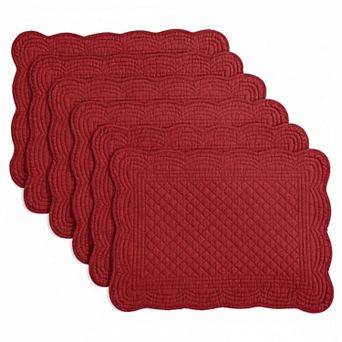 Quilted Cotton Placemats Set of 6 Washable 13x18 Rectangular Double Layer Non Slip Heat Insulating