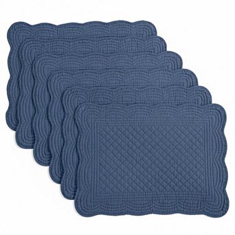 Quilted Cotton Placemats Set of 6 Washable 13x18 Rectangular Double Layer Non Slip Heat Insulating