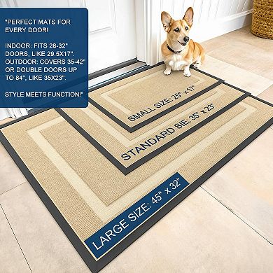 Front Door Mat Indoor Outdoor Waterproof Sturdy Rubber Low Profile Easy Clean Dirt Capture