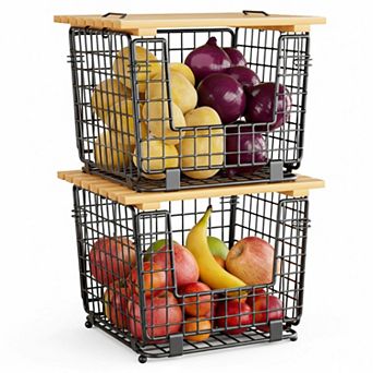 Stackable Wire Storage Baskets for Kitchen Pantry Produce Vegetable Organizer
