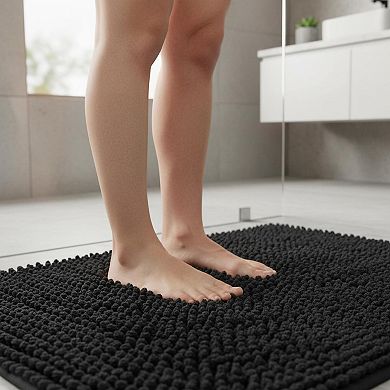 3 Piece Bathroom Rug Set Non Slip Extra Absorbent Plush Chenille Soft Washable