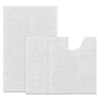 3 pc Bathroom Rug Set Non Slip Extra Absorbent Plush Chenille Soft Washable
