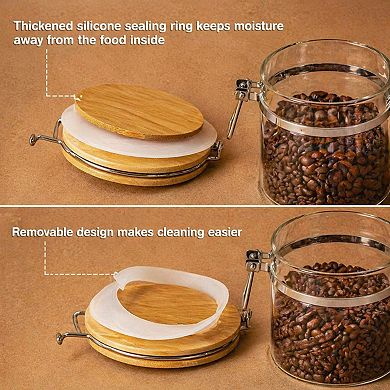 Airtight Glass Food Storage Containers Set with Shelf Scoop for Coffee Nuts Tea