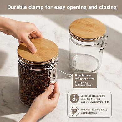 Airtight Glass Food Storage Containers Set with Shelf Scoop for Coffee Nuts Tea