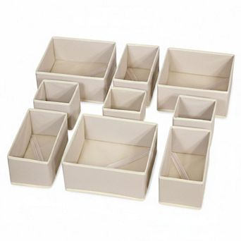 9 Pack Foldable Cloth Storage Boxes Drawer Organizers Fabric Bins for Clothes Underwear Bras Socks