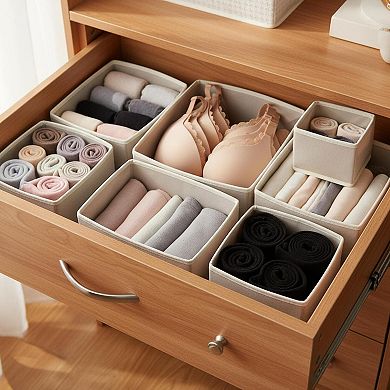 9 Pack Foldable Cloth Storage Boxes Drawer Organizers Fabric Bins for Clothes Underwear Bras Socks