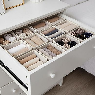9 Pack Foldable Cloth Storage Boxes Drawer Organizers Fabric Bins for Clothes Underwear Bras Socks
