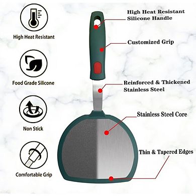 Silicone Pancake Spatula Turner, Heat Resistant Cooking & Baking Utensil